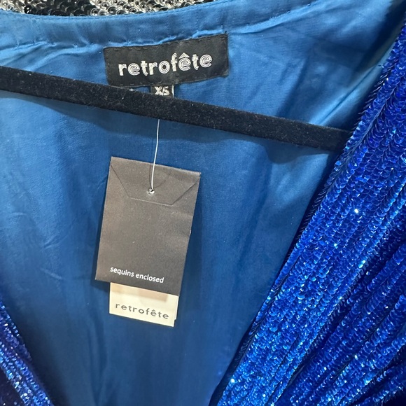 Retrofete xs nwt blue sequin wrap dress. - Picture 1 of 8